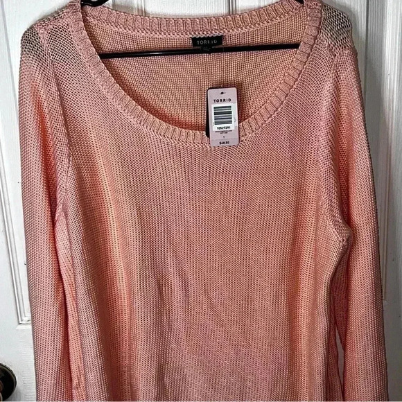NWT Torrid Women's Lightweight Open Knit Sweater Peach Size 1 - Picture 7 of 8